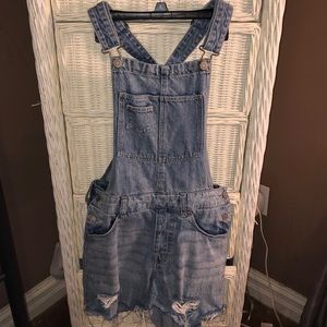 Ripped Denim Overalls